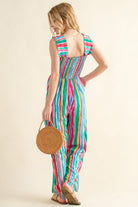 And The Why Full Size Striped Smocked Sleeveless Jumpsuit - Charming Charlie