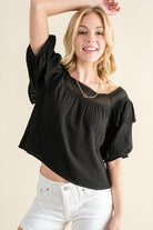 And The Why Square Neck Cotton Gauze Ruffled Blouse - Charming Charlie