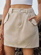 Pocketed Buttoned Mini Denim Skirt - Charming Charlie