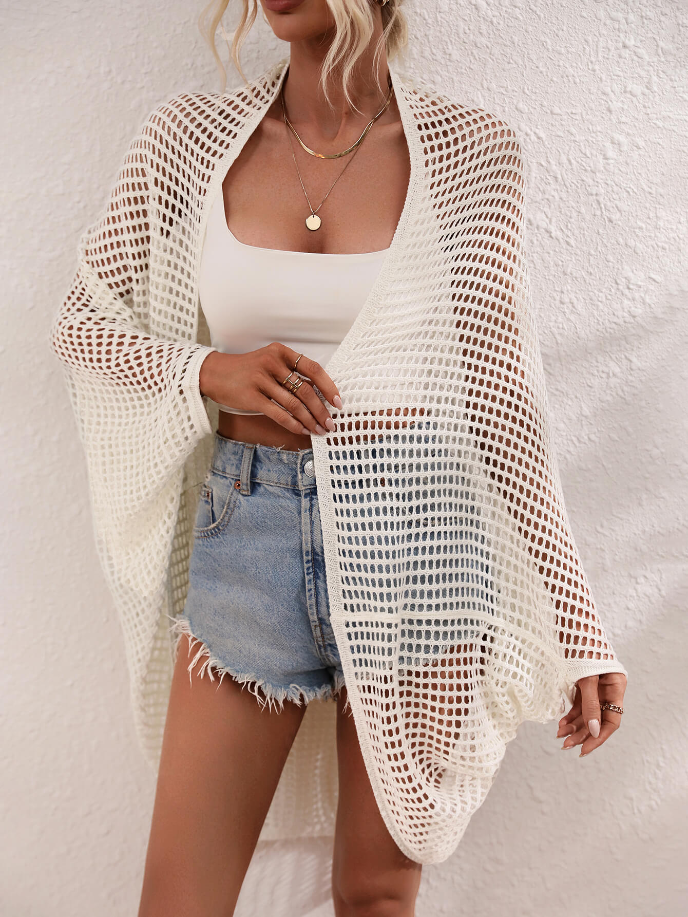 Openwork Open Front Longline Cover Up - Charming Charlie