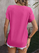 Textured Surplice Short Sleeve Blouse - Charming Charlie