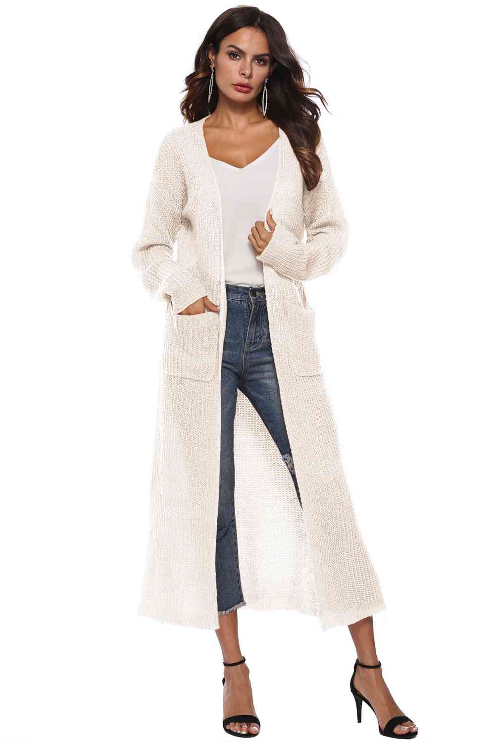Long Sleeve Open Front Buttoned Cardigan - Charming Charlie