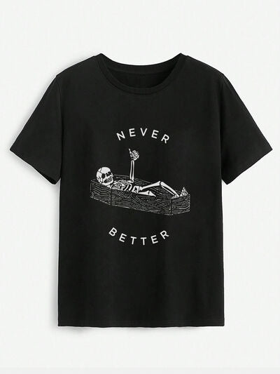 Skull Round Neck Short Sleeve T-Shirt - Charming Charlie