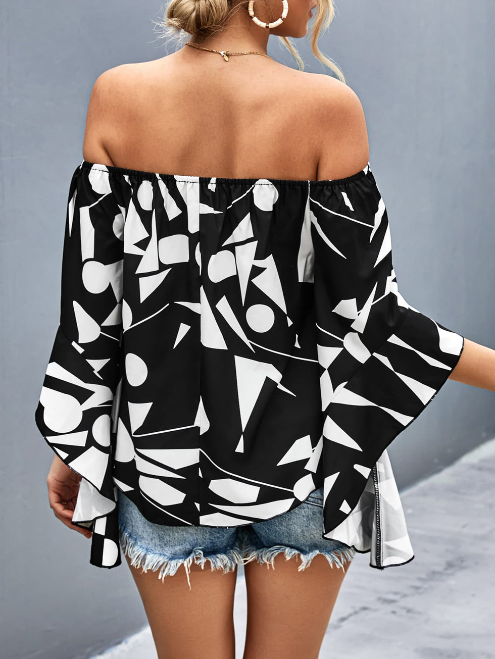 Charlie B Printed Off-Shoulder Blouse main image 0