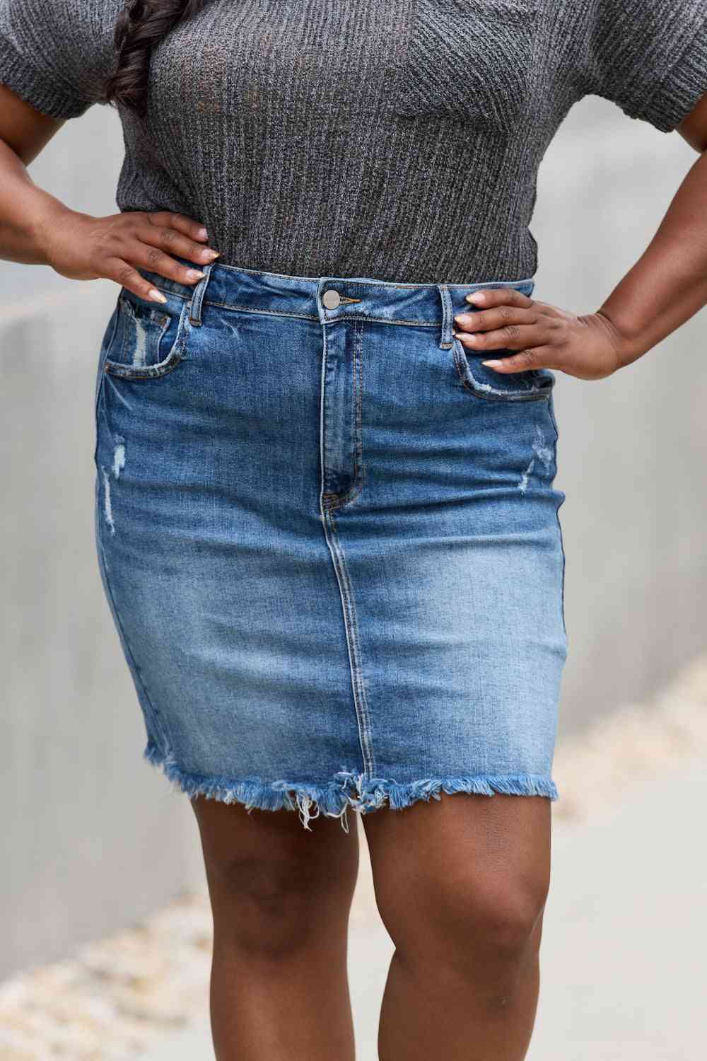 RISEN Amelia Full Size Denim Mini Skirt main image 1