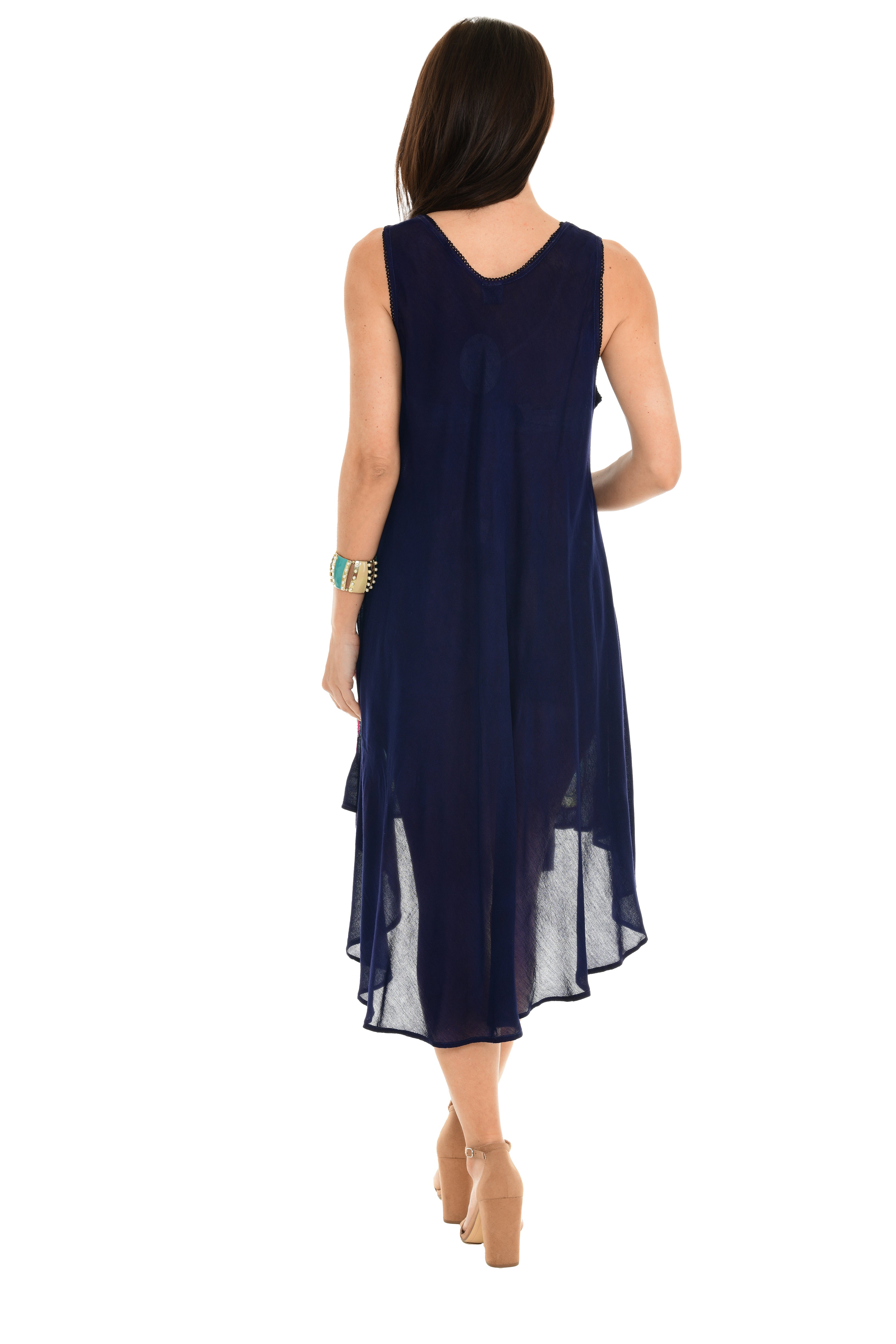 Embroidered Hearts Curved-Hem Midi Dress - Shoreline Wear, Inc.