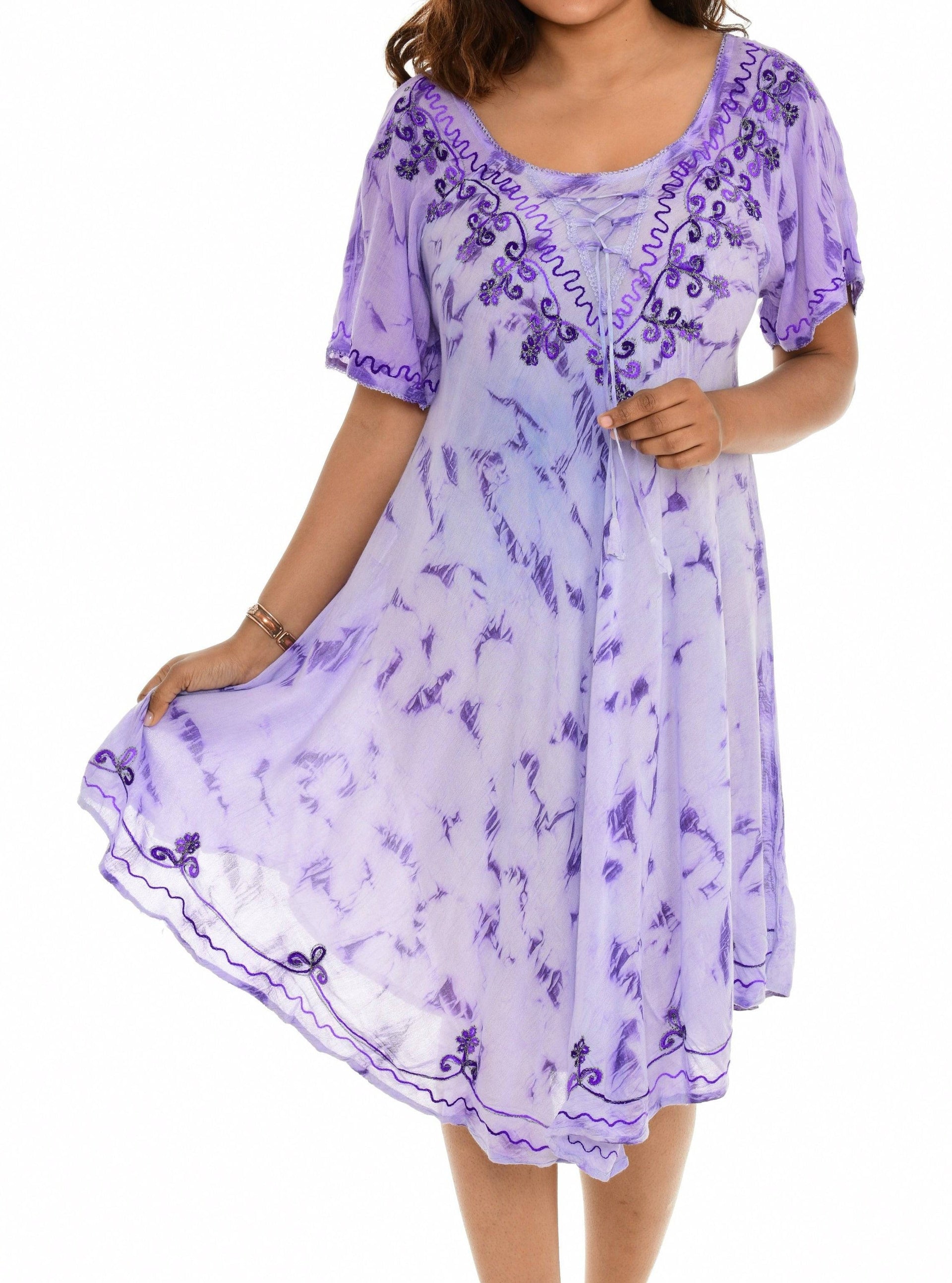 Turquoise V-Neck Shift Dress 2X / Purple