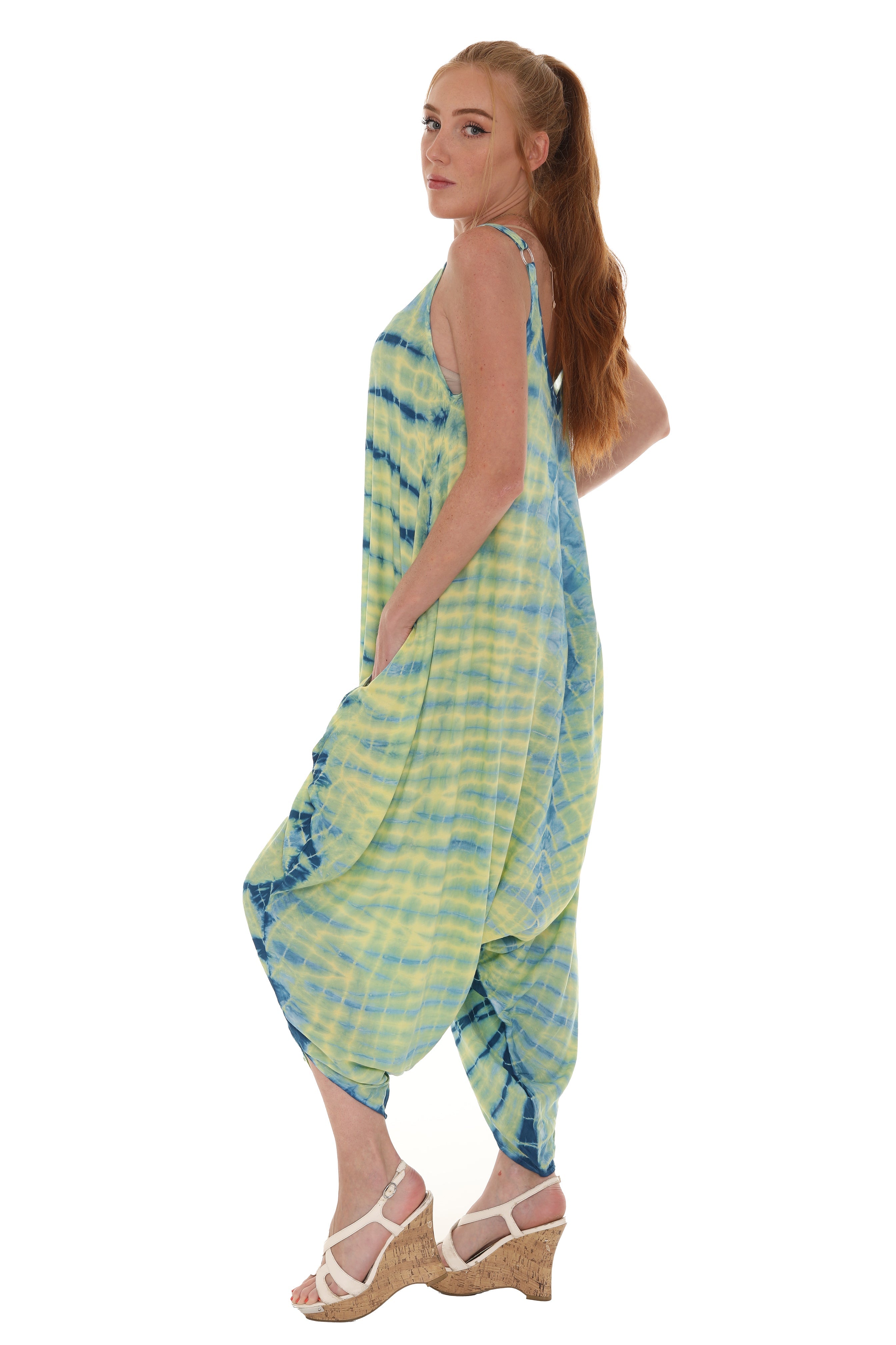Tie Dye Sleeveless Women Harem Jumpsuit - Shoreline Wear, Inc.
