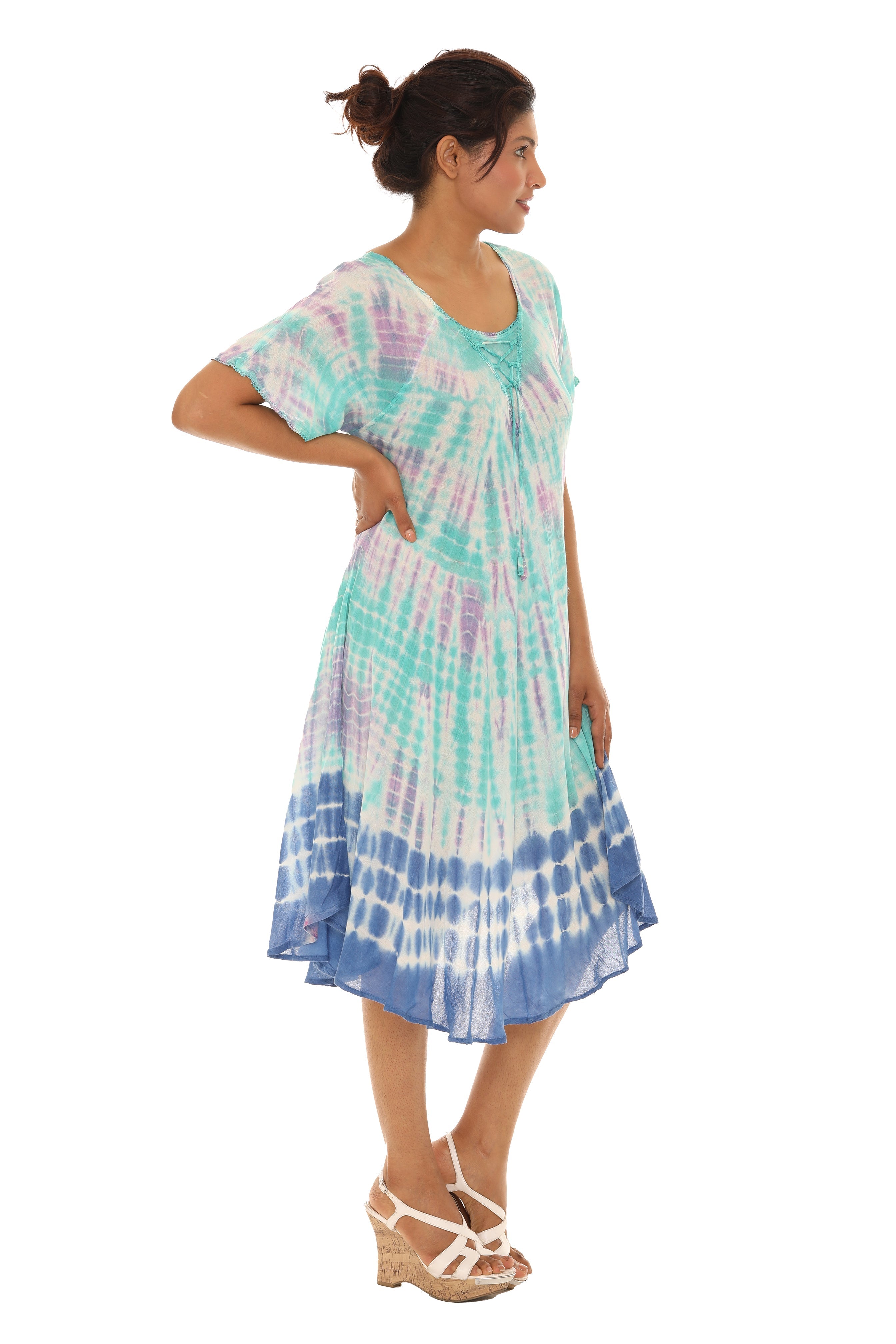 Tie Dye Short sleeves Midi Dress - Shoreline Wear, Inc.