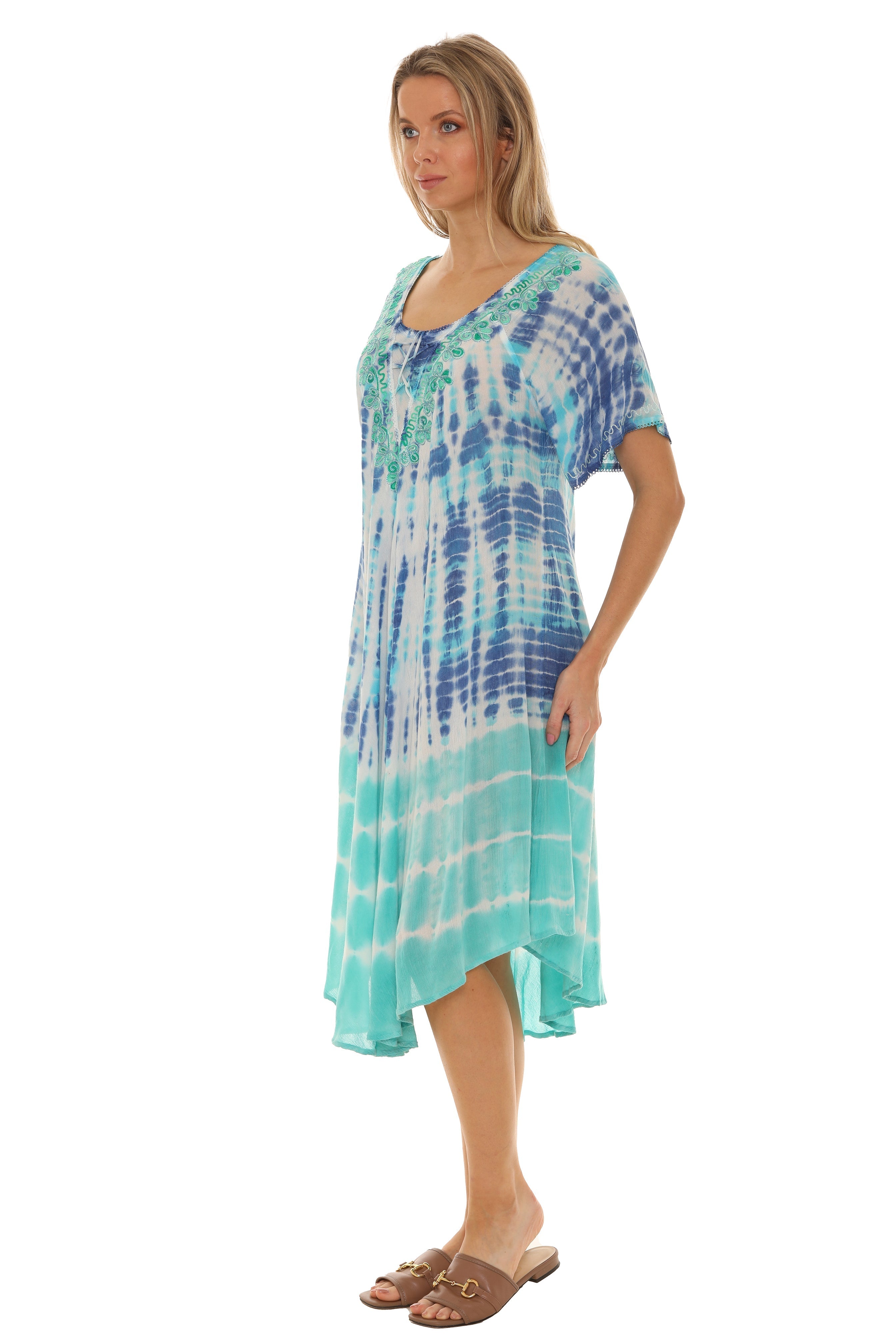 Tie Dye Short sleeves Midi Dress - Shoreline Wear, Inc.