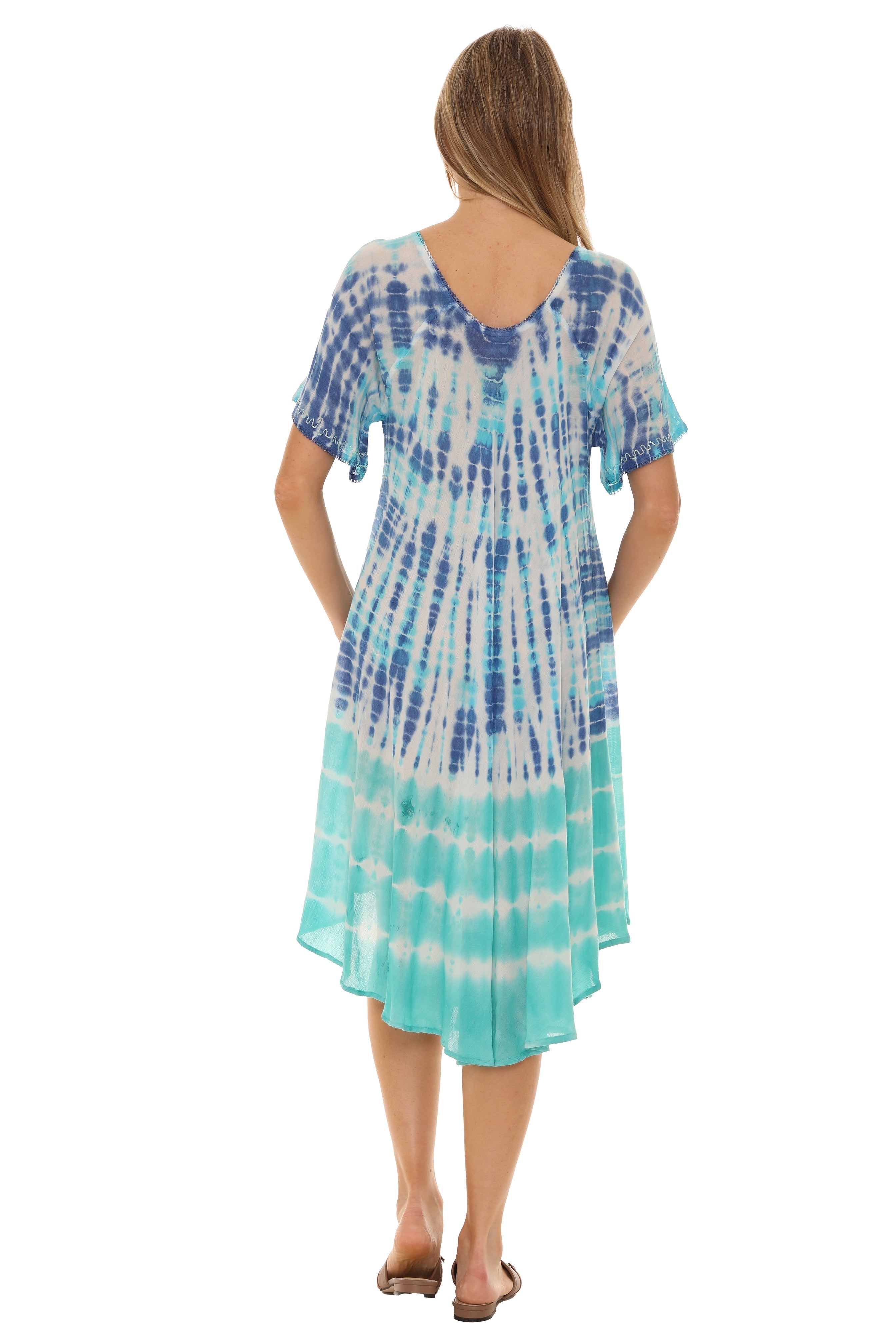 Tie Dye Short sleeves Midi Dress - Shoreline Wear, Inc.