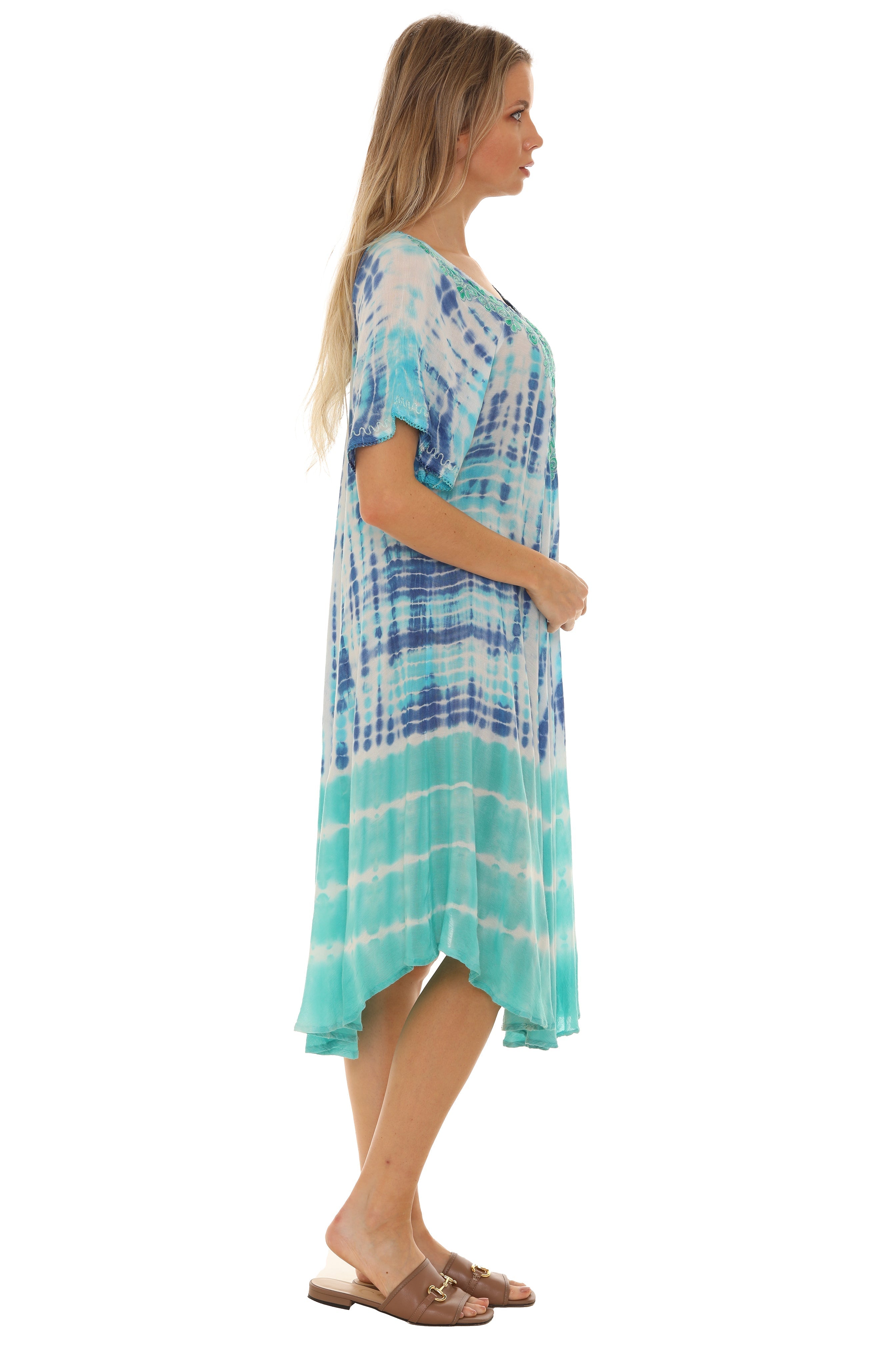 Tie Dye Short sleeves Midi Dress - Shoreline Wear, Inc.