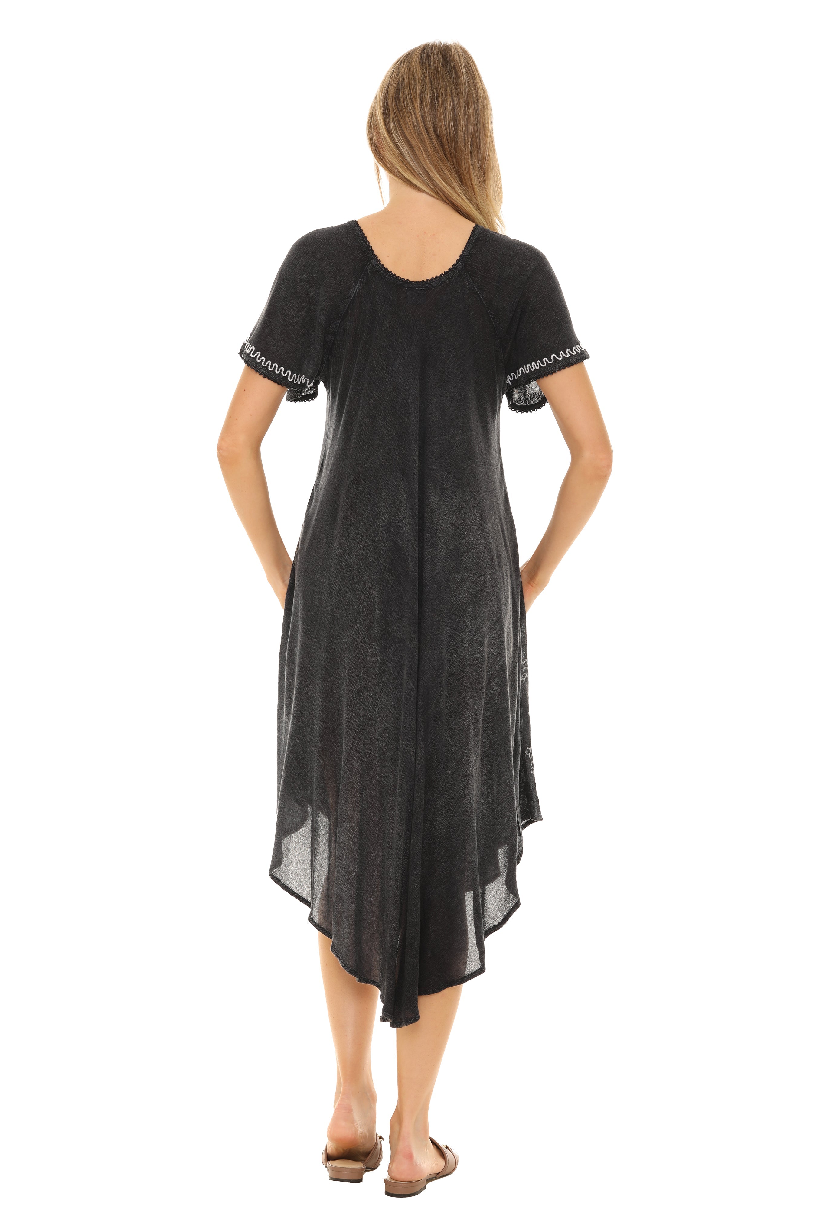 Tie-Dye With Short Sleeves Rayon Sundress - Shoreline Wear, Inc.