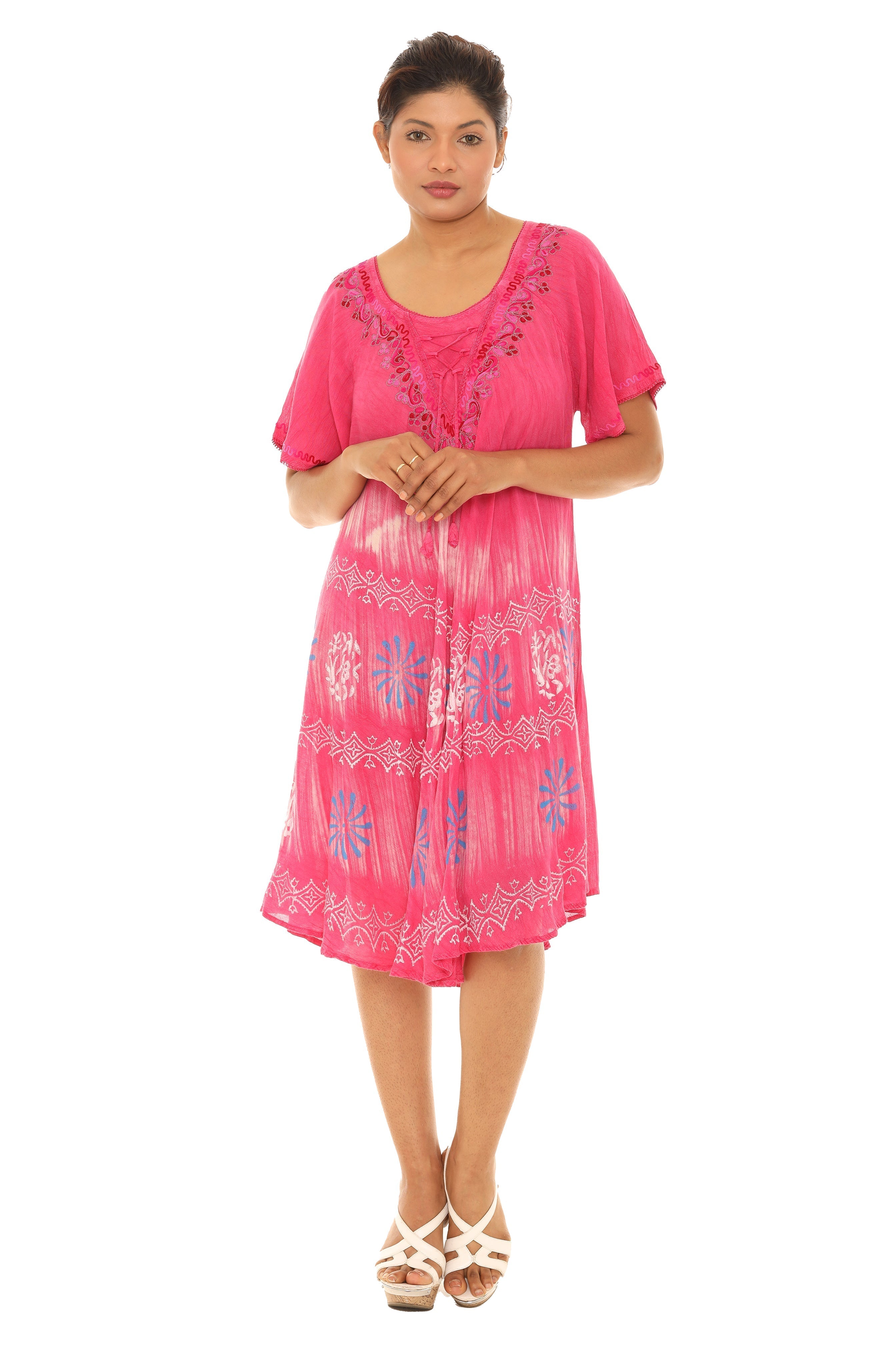 Tie-Dye With Short Sleeves Rayon Sundress - Shoreline Wear, Inc.