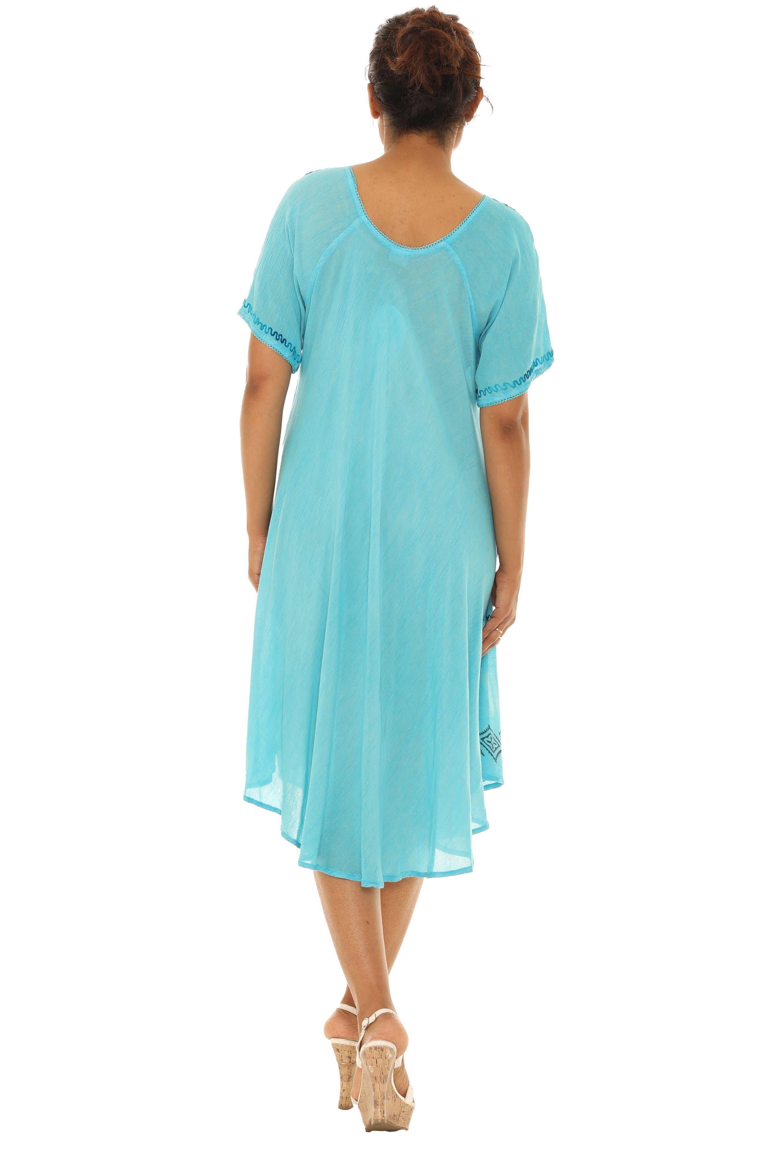 Tie-Dye With Short Sleeves Rayon Sundress - Shoreline Wear, Inc.