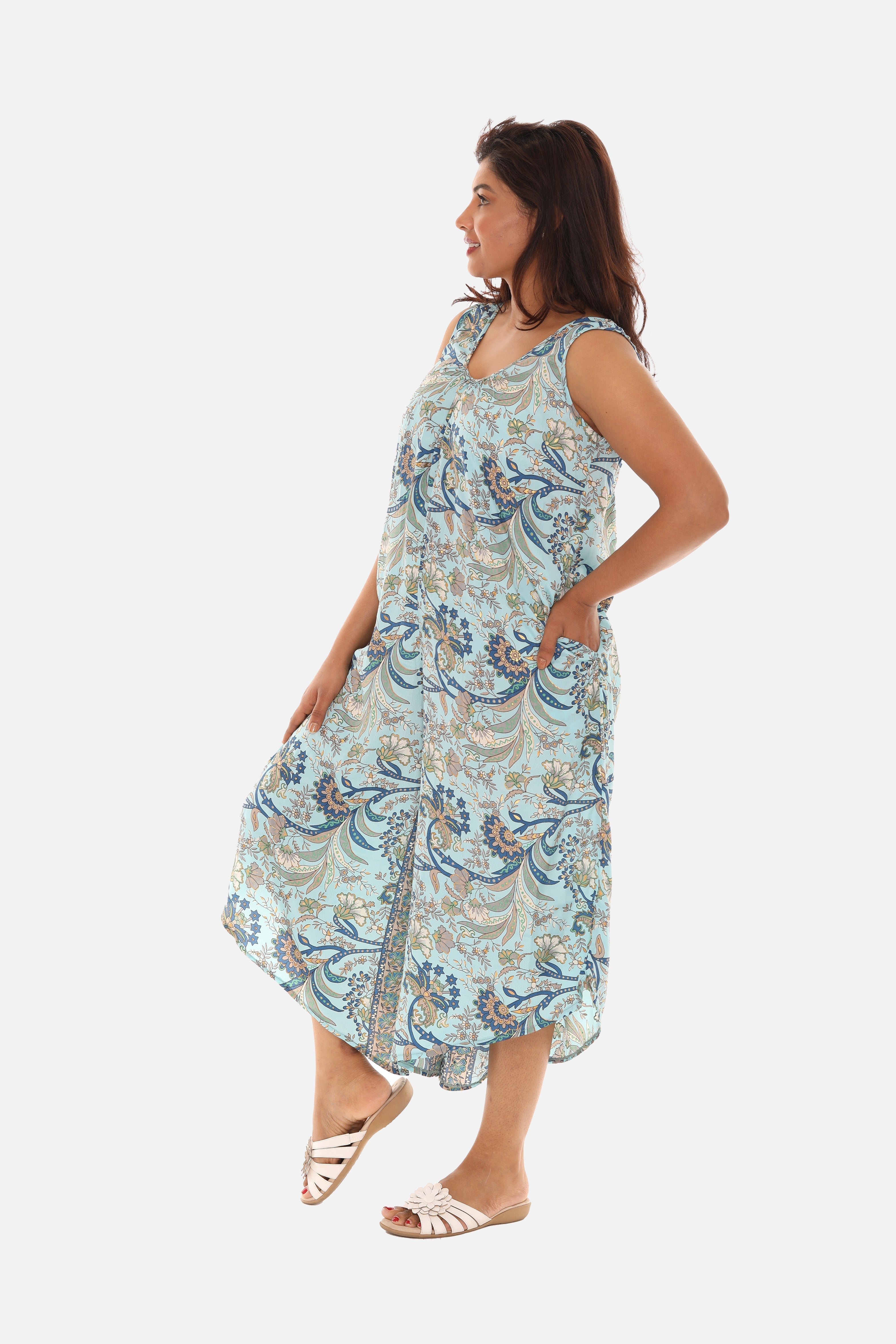 Printed Capri Wide Leg Jumpsuit - Charming Charlie
