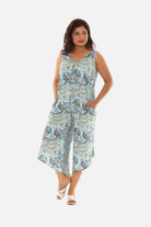 Printed Capri Wide Leg Jumpsuit - Charming Charlie