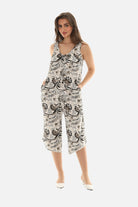 Printed Capri Wide Leg Jumpsuit - Charming Charlie