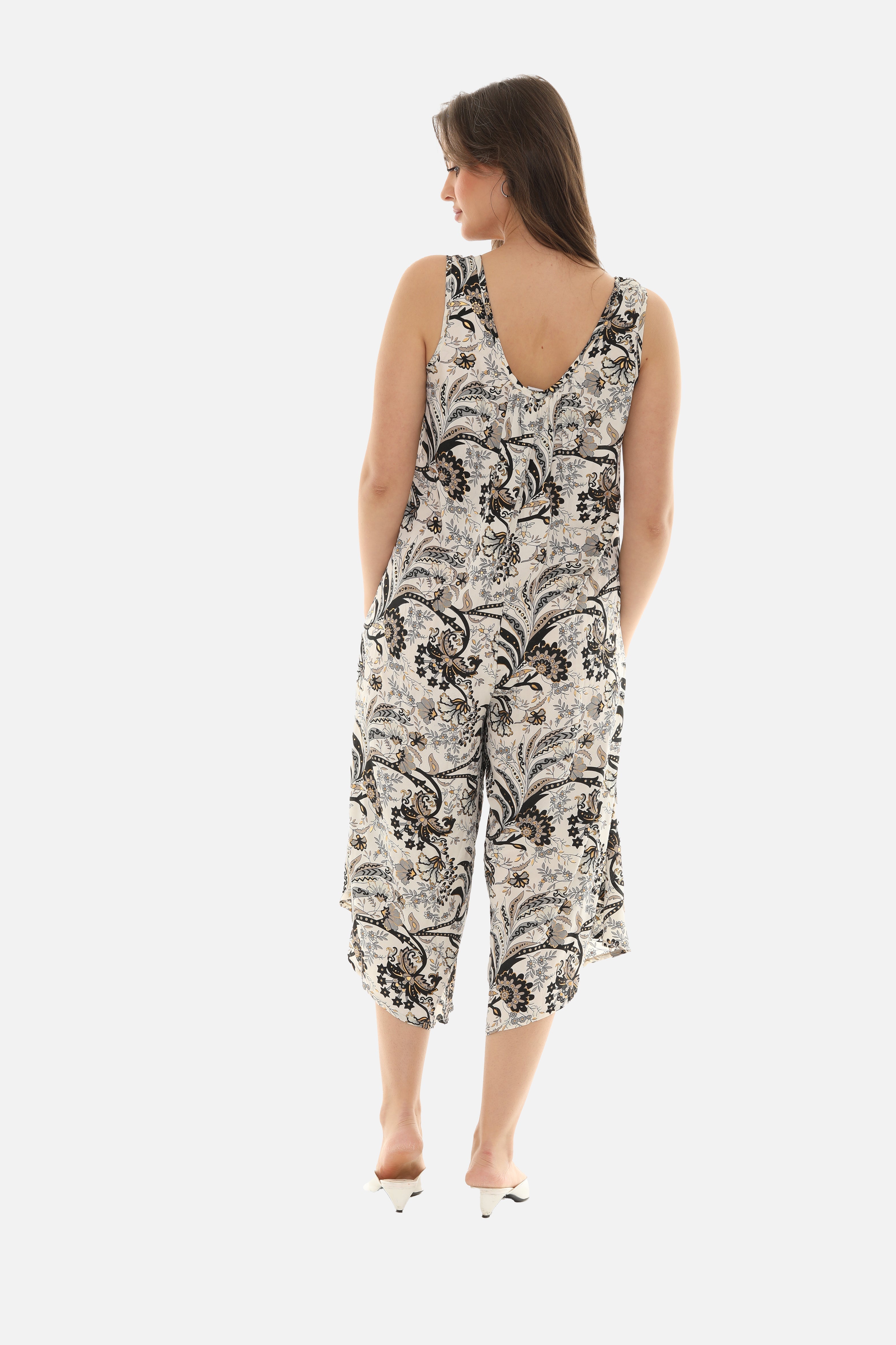 Printed Capri Wide Leg Jumpsuit - Charming Charlie