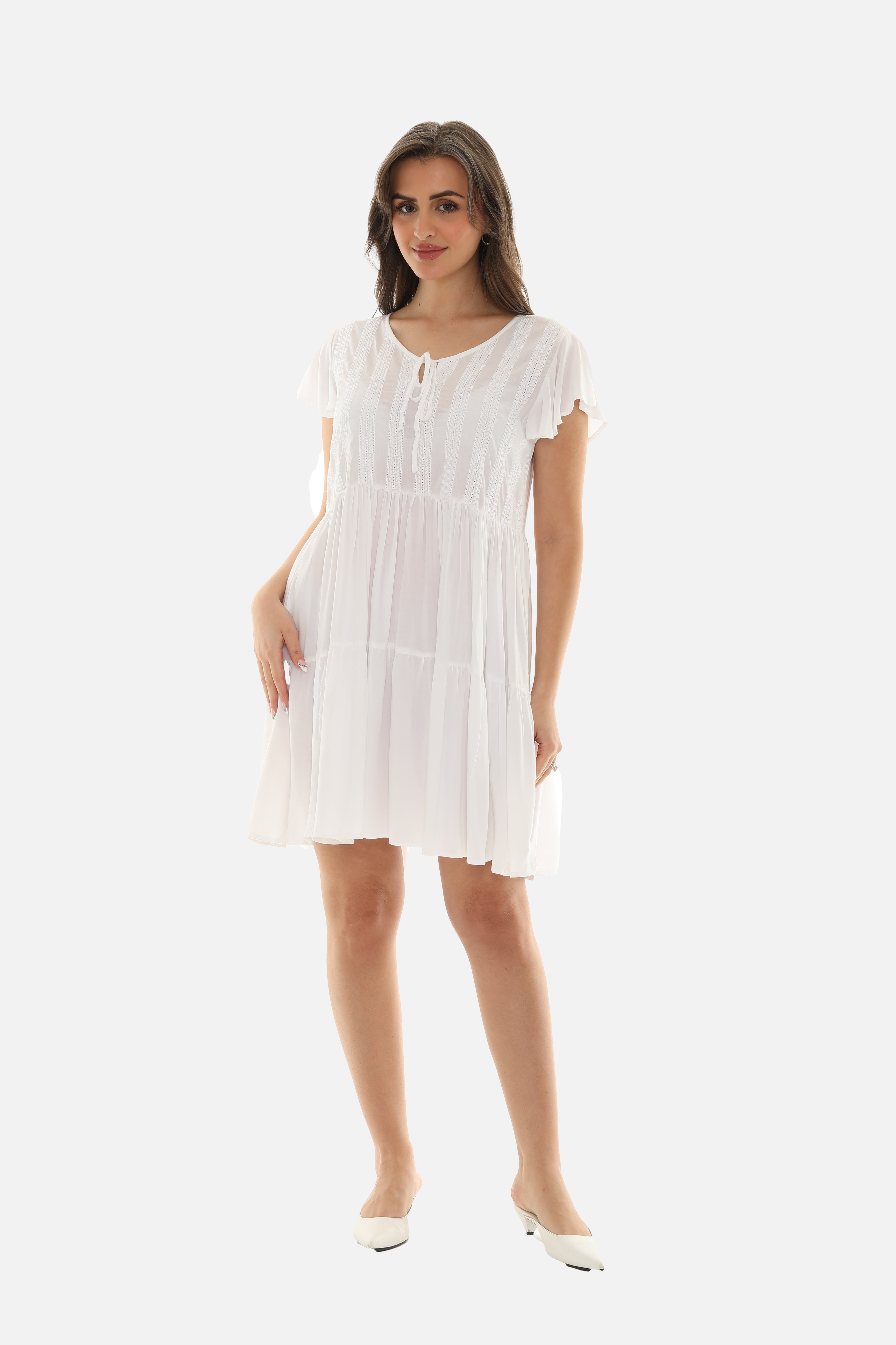 Tiered Dress With Short Sleeves