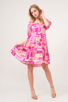 And The Why Color Block Puff Sleeve Dress - Charming Charlie