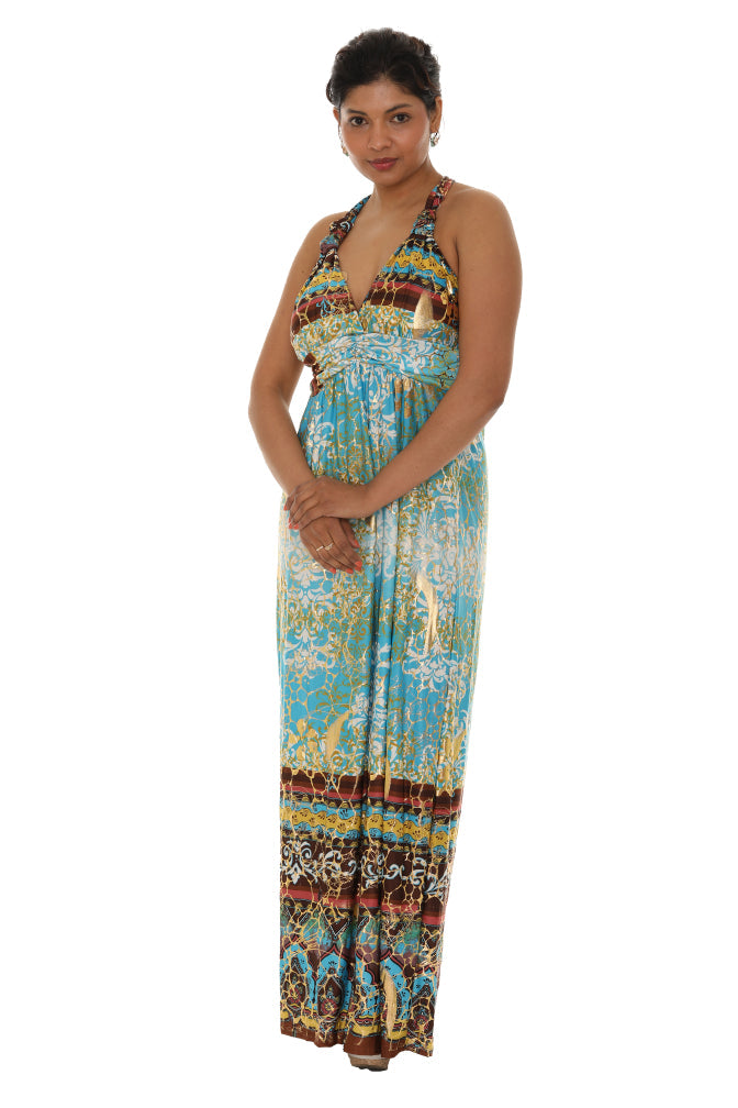 Abstract Gold Foil Halter Maxi Dress – Charming Charlie