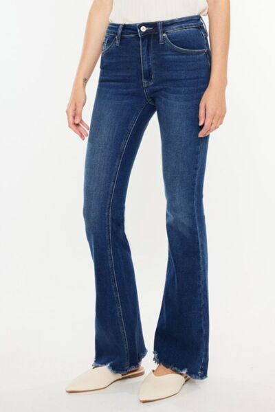 Kancan Cat's Whiskers Raw Hem Flare Jeans - Charming Charlie