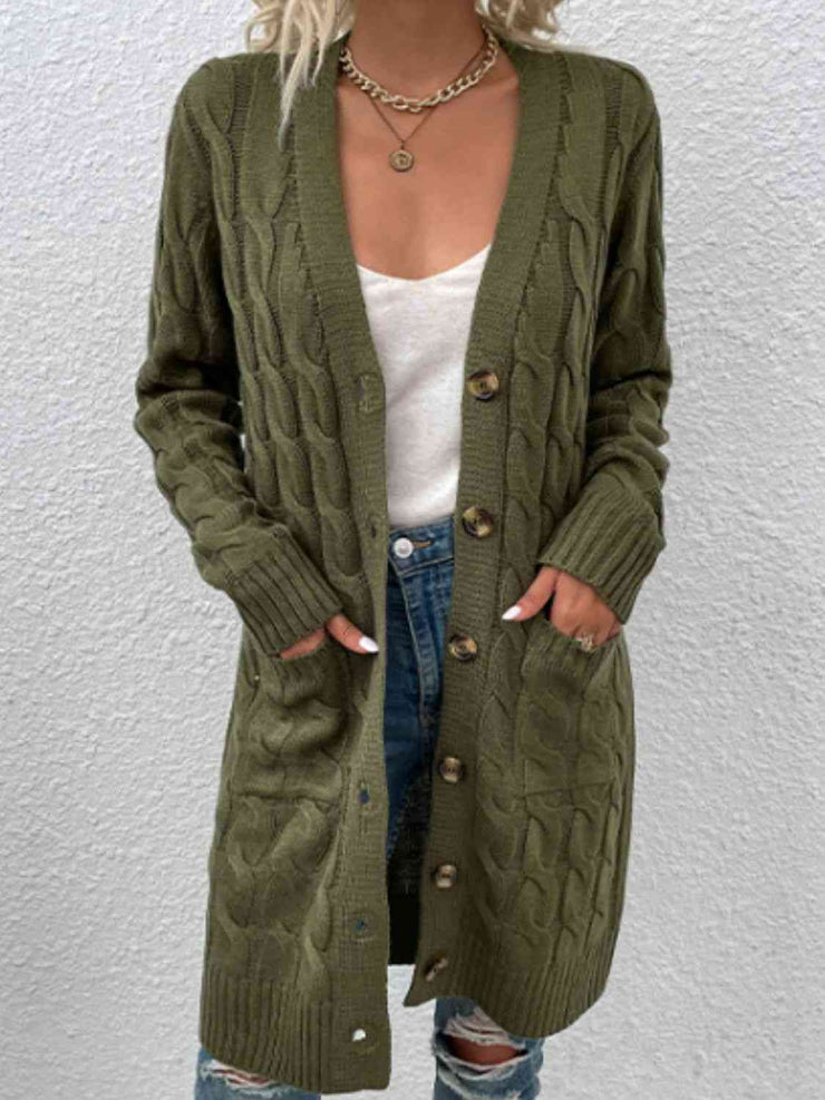 Cable-Knit Button-Down Cardigan main image 0