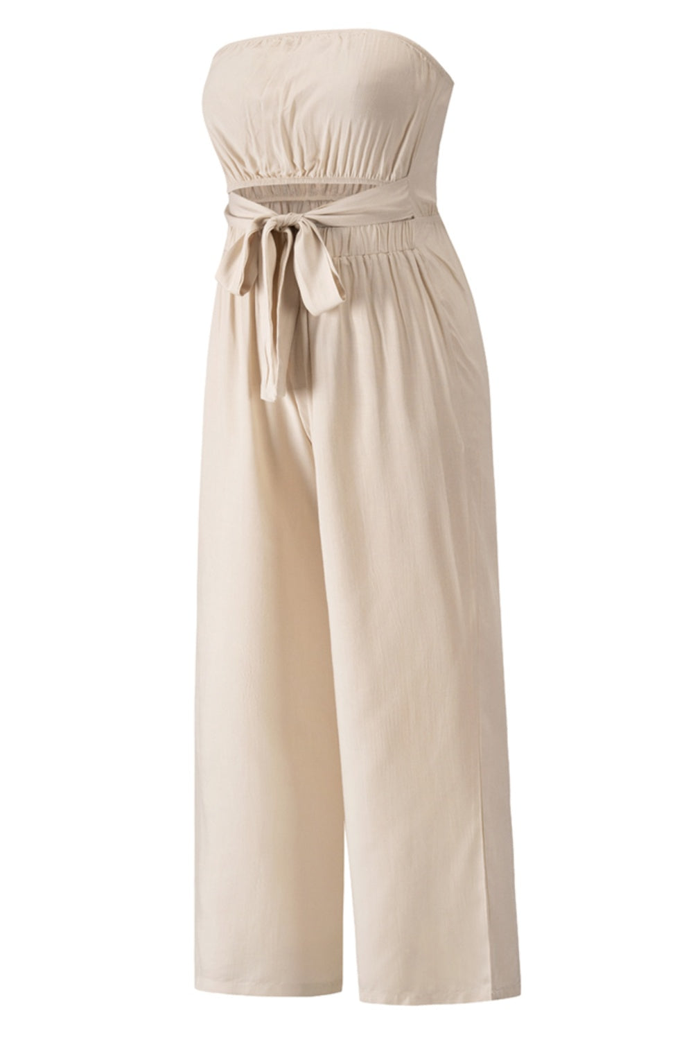 Tied Cutout Tube Wide Leg Jumpsuit - Charming Charlie