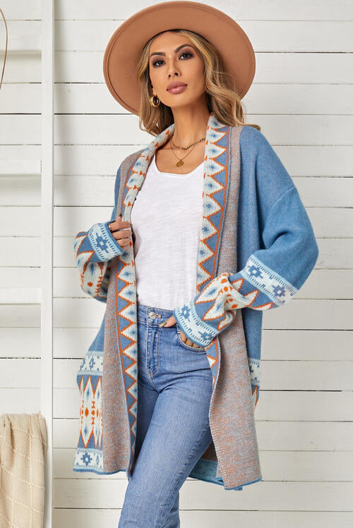 Open front outlets geometric cardigan