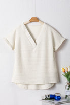V-Neck Short Sleeve Blouse - Charming Charlie