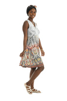 Paisley Puff Grey Dress With Front Zip - Shoreline Wear, Inc.