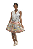 Paisley Puff Grey Dress With Front Zip - Shoreline Wear, Inc.