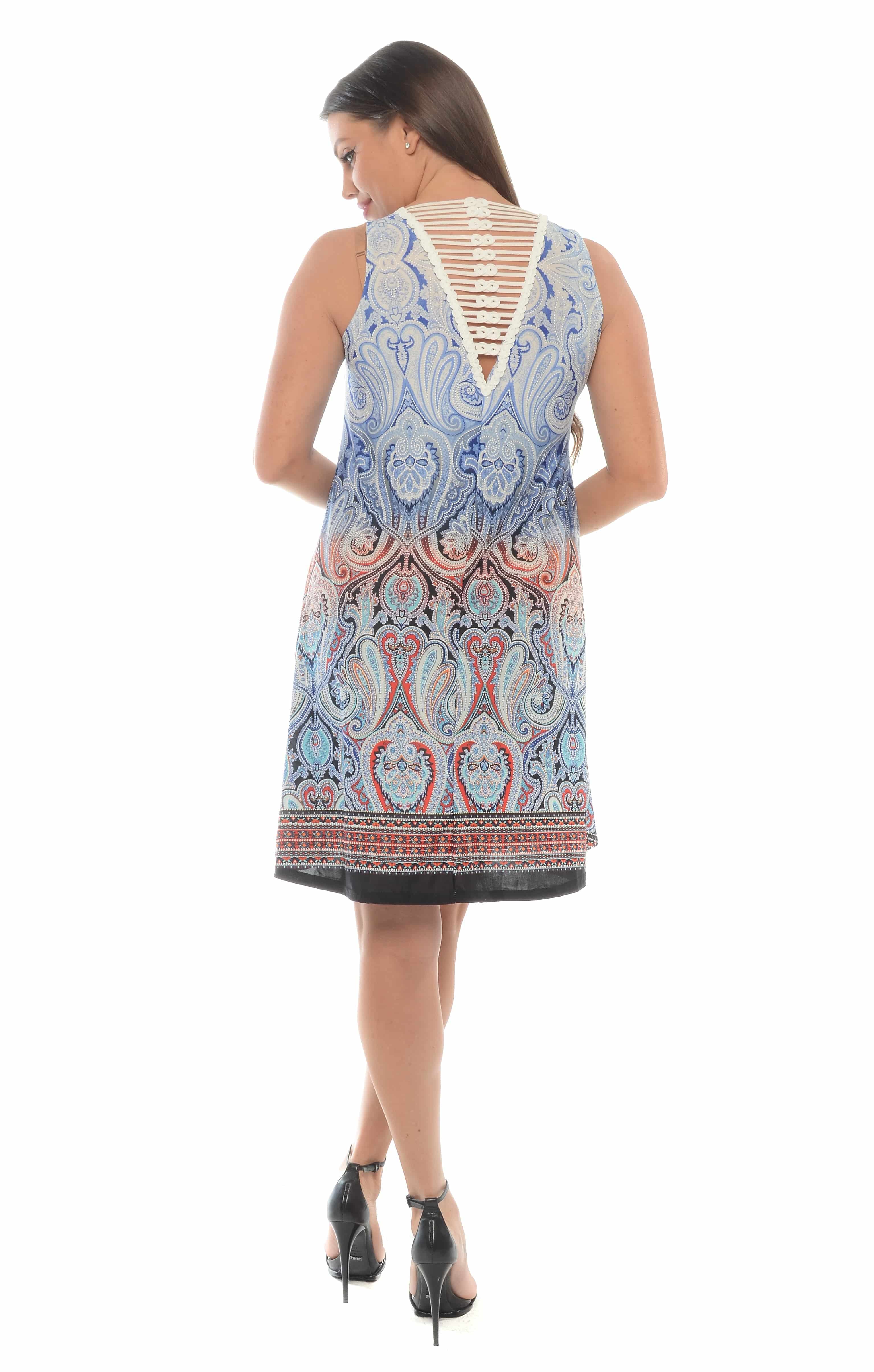 Paisley Print Sleeveless Women Dress - Shoreline Wear, Inc.