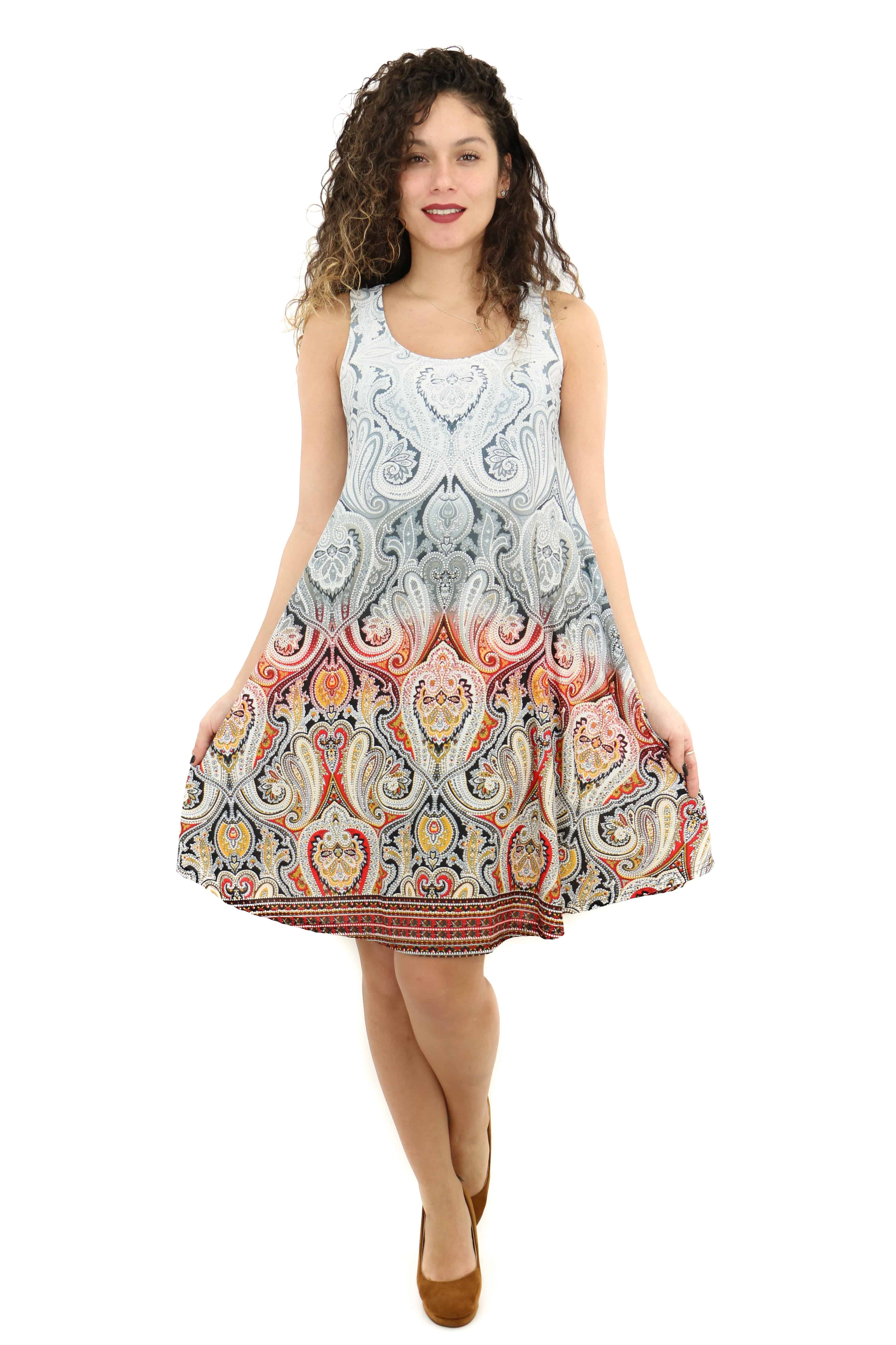 Paisley Print Sleeveless Women Dress - Shoreline Wear, Inc.