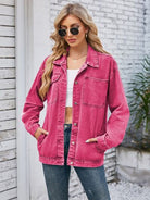 Pocketd Button Up Detachable Hooded Denim Jacket - Charming Charlie