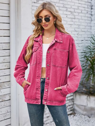 Pocketd Button Up Detachable Hooded Denim Jacket - Charming Charlie