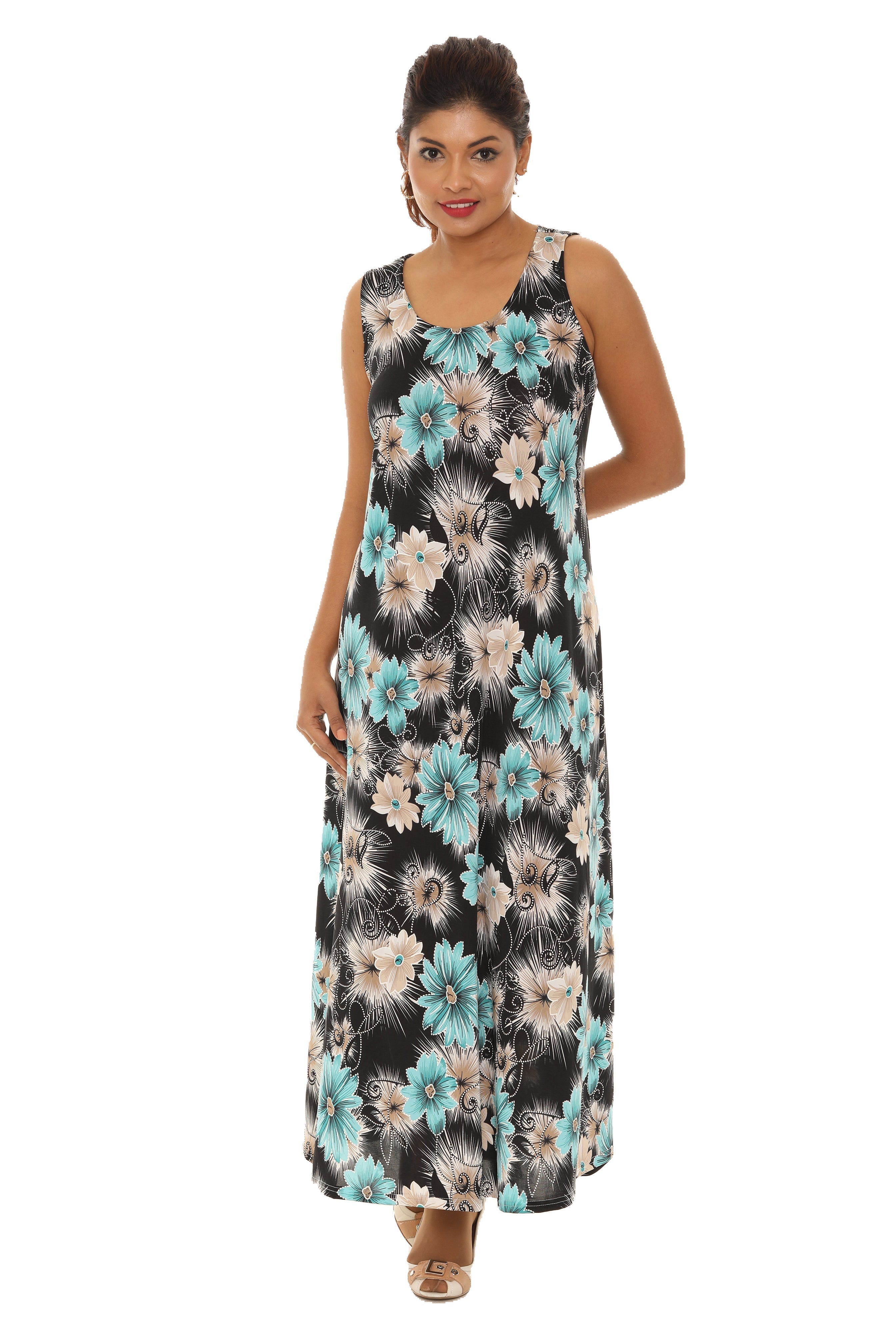 Floral Print Sleeveless Maxi Dress - Shoreline Wear, Inc.