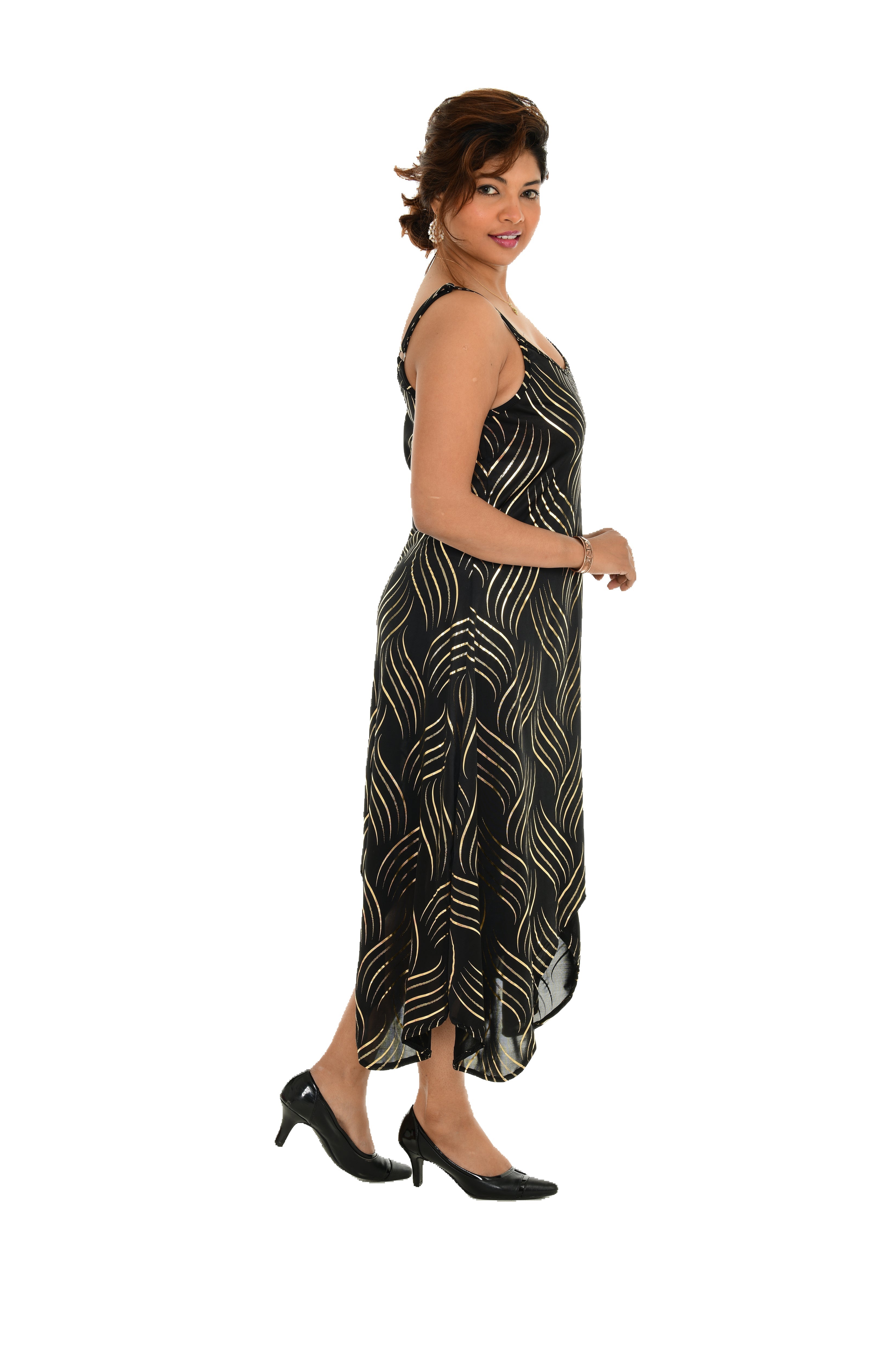 Abstract Waves Sleeveless Side tail Dress - Shoreline Wear, Inc.