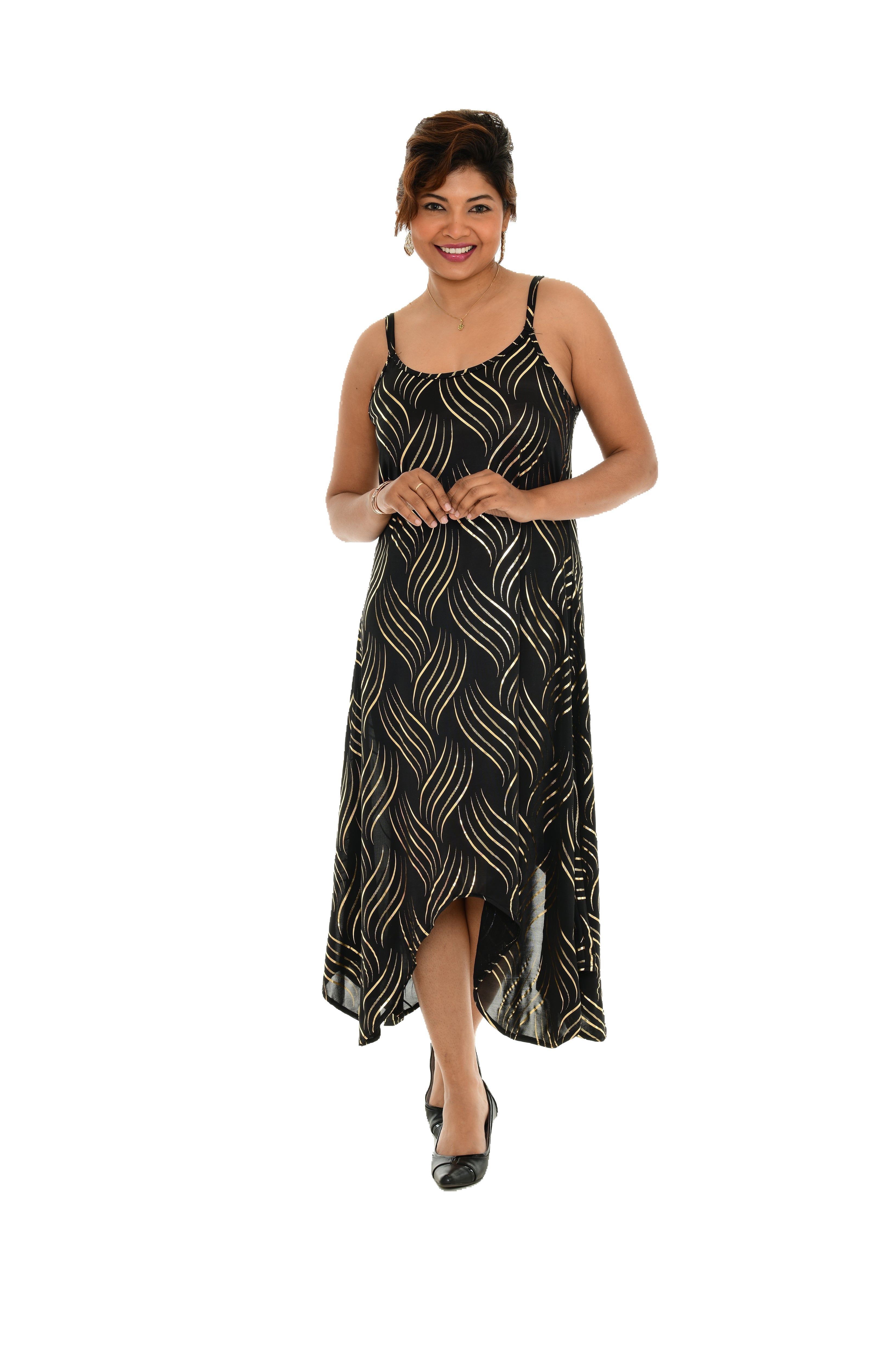 Abstract Waves Sleeveless Side tail Dress - Shoreline Wear, Inc.