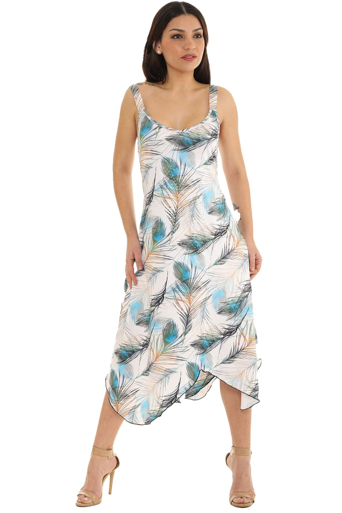 Peacock Feather Printed Dress - Shoreline Wear, Inc.