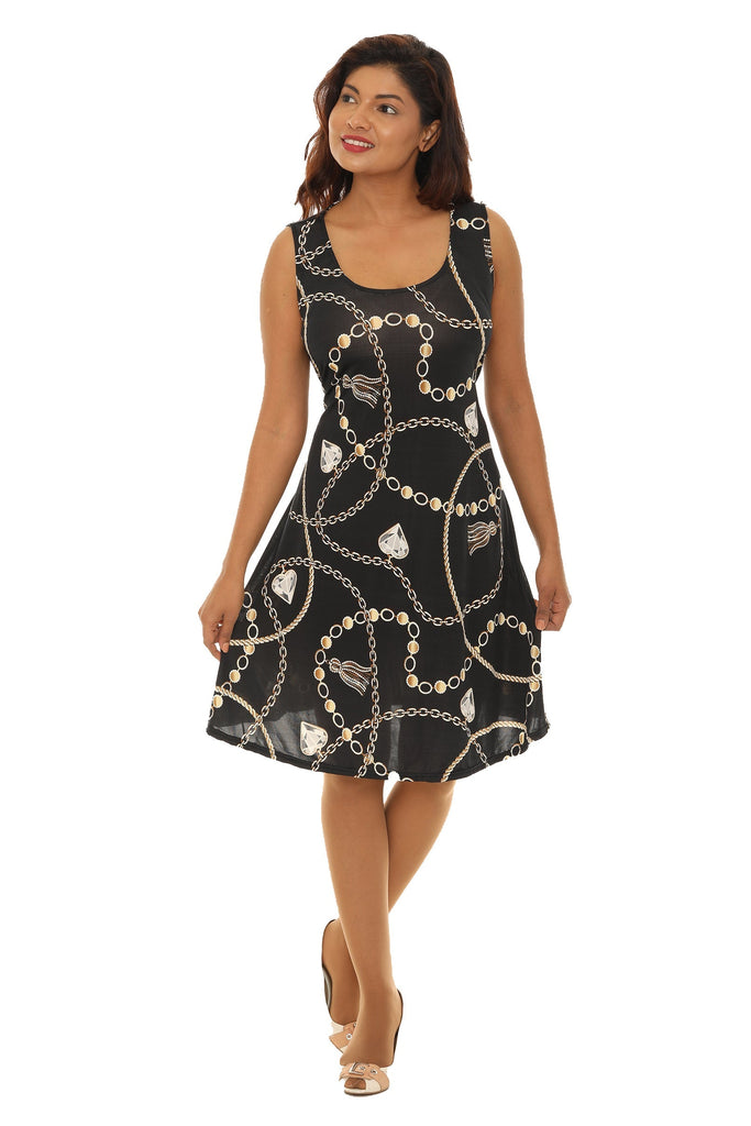 Chain-inspired Print Sleeveless A-Line Dress - Shoreline Wear, Inc.