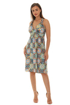 Floral Abstract Gold Foil Halter Dress - Shoreline Wear, Inc.
