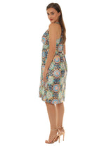Floral Abstract Gold Foil Halter Dress - Shoreline Wear, Inc.