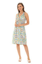 Floral Abstract Gold Foil Halter Dress - Shoreline Wear, Inc.