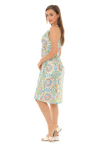 Floral Abstract Gold Foil Halter Dress - Shoreline Wear, Inc.