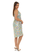 Floral Abstract Gold Foil Halter Dress - Shoreline Wear, Inc.