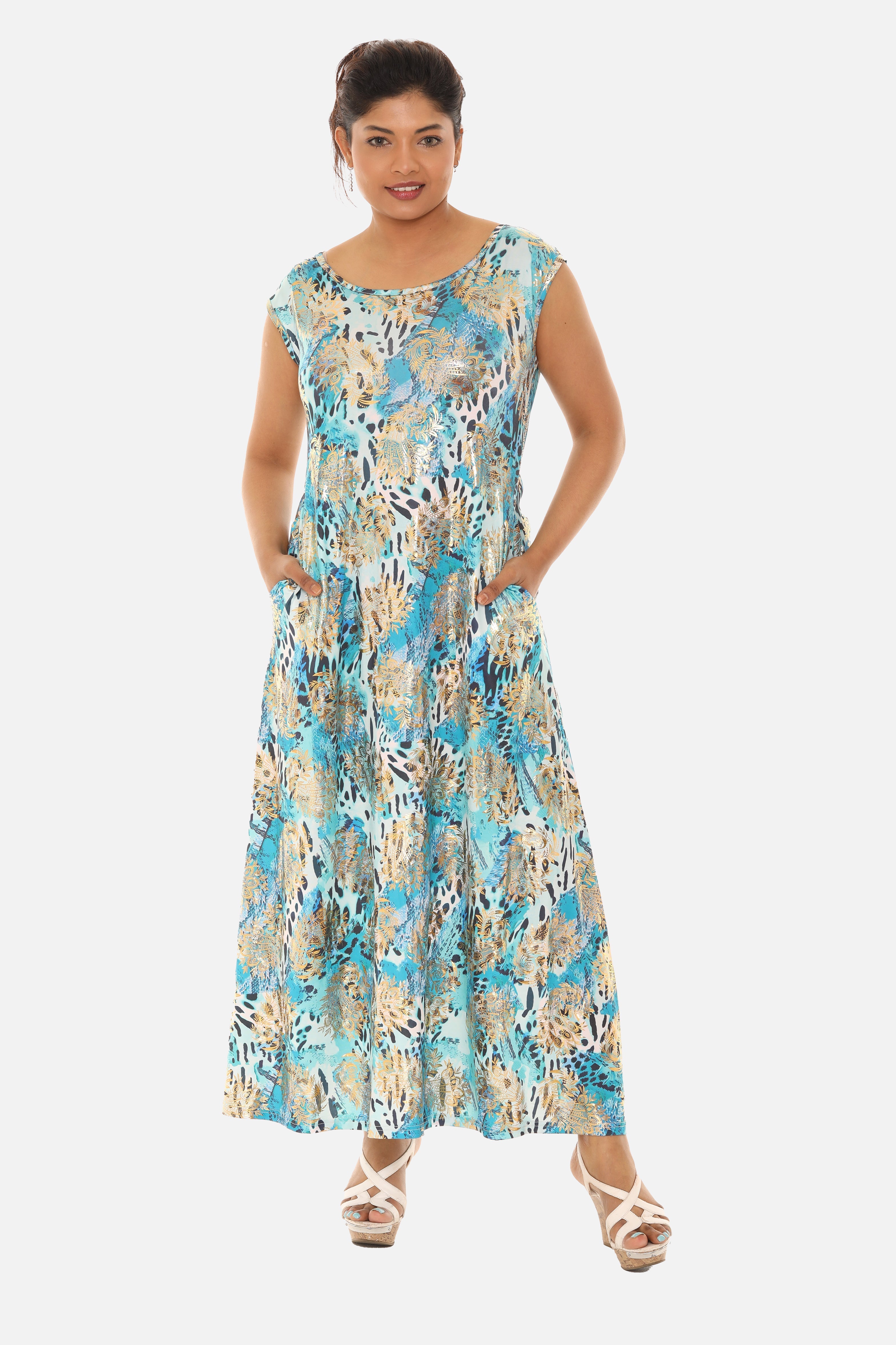 Short Sleeve Abstract Floral Printed Dress - Charming Charlie