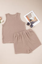 Textured Round Neck Tank and Shorts Set - Charming Charlie