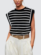 Striped Round Neck Cap Sleeve T-Shirt - Charming Charlie